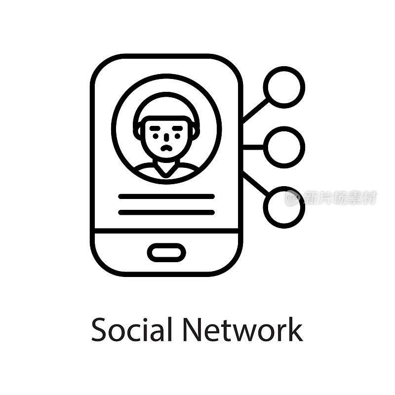 社交网络矢量轮廓图标设计在白色背景插图。EPS 10个文件